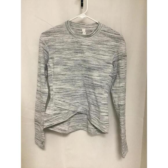 Tops - [174]Lululemon Shirt Women XS Gray Striped Long Sleeve Wrap Hem Athletic Running